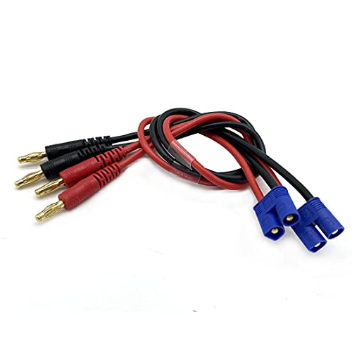 FLY RC 2Pack EC3 Connector Male to 4mm Banana Bullet Plug 14AWG Silicone Battery RC Balance Charge Cable Lead Adapter - style: 2 Pcs EC3 charge cable