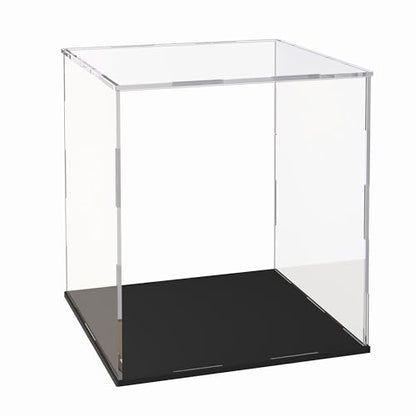 Acrylic Display Case for Collectibles and Toys, Versatile Clear Acrylic Display Box with Black Base for Action Figures and Trophy, 8x8x12-inch - size: 8"L x 8"W x 12"H
