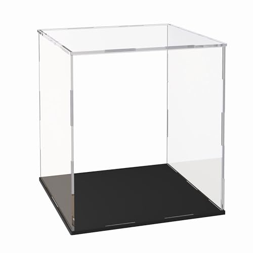 Acrylic Display Case for Collectibles and Toys, Versatile Clear Acrylic Display Box with Black Base for Action Figures and Trophy, 8x8x12-inch - size: 8"L x 8"W x 12"H