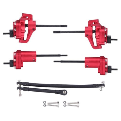 1/10 RC Crawler Aluminum Portal Front and Rear Axle Set for Axial SCX10 II 90046 90047 AR44 – CNC Alloy Axles with Steering Link Upgrade Parts for SCX10 Trucks (Red Rear Axle) - color: Red Rear Axle