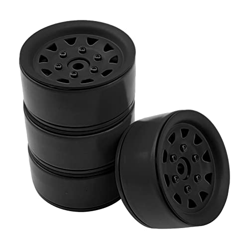 4Pcs ShareGoo Metal Wheel Hub Rims 1.9 Inch Beadlock Wheel Rim 25.5mm Thickness Compatible with Axial SCX10 90046 Wraith Traxxas TRX4 D90 Tamiya CC01 1/10 RC Crawler Car (Black) - color: Black