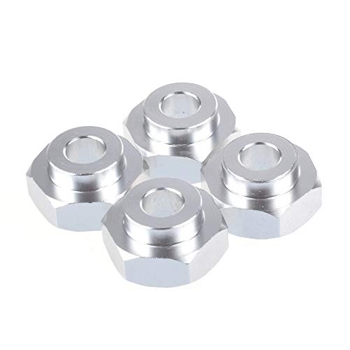 4PCS Aluminum Alloy 12mm Turn to 17mm Wheel Rim Hex Adapter for 1/10 RC On Road Car Buggy Truck Can Use 1/8 Tires(Silver) - color: Silver