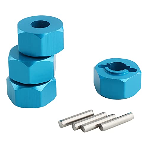 12mm Hex Wheel Hub Mount, Aluminum 7mm Thick with 2x10mm Stub Axle Pins for 1/10 Slash 4x4 & HQ 727 RC Cars Replacement Upgrade Parts (Blue)(Set of 4) - color: Blue
