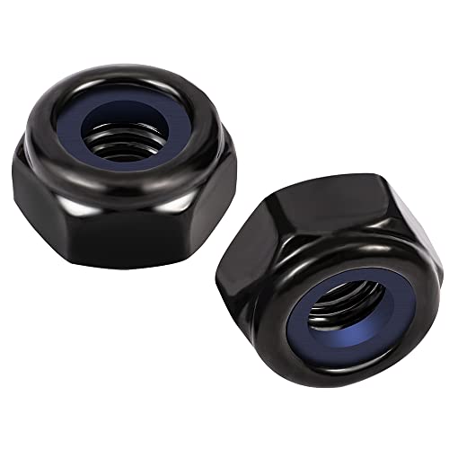 1/2-13 Nylon Insert Hex Lock Nuts Locknuts, 304 Stainless Steel 18-8, Black Oxide (304), 10 PCS - color: Black, size: 1/2-13