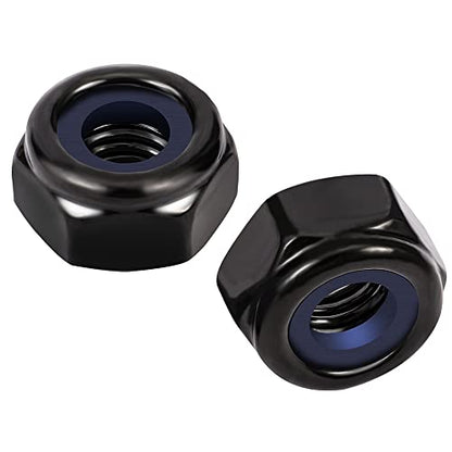 1/2-13 Nylon Insert Hex Lock Nuts Locknuts, 304 Stainless Steel 18-8, Black Oxide (304), 10 PCS - color: Black, size: 1/2-13