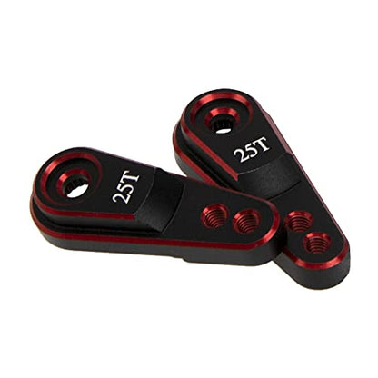 2Pcs Vgoohobby Metal 25T Servo Horn Steering Arm for Standard Servo Motors Compatible with Traxxas TRX4 Axial SCX10 Tamiya 1/10 RC Crawler Truck (Red-Black) - color: Red-black