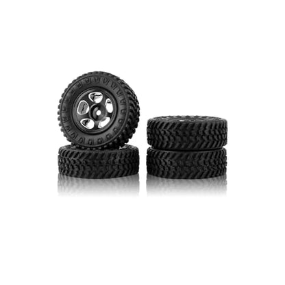 FCX24 Wheels and Tires 1.0 Beadlock Wheels 50MM Soft Sticky Tires with Brass Counterweight Ring for Axial SCX24 FMS FCX24M FCX24 Upgrades 1/24 RC Crawler - style: 128g