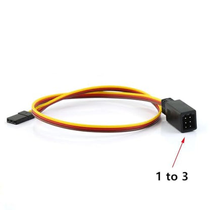 RC JR Style Servo Splitter 1 Male to 2/3/4/5/6 Female Y Harness Leads Y Splitter Cable Lead Wire 350mm for RC Cars Airplane Drone Receiver Servo ESC Cable Servo Fan 2Pcs (1 Male to 3Female) - style: 1 Male to 3Female