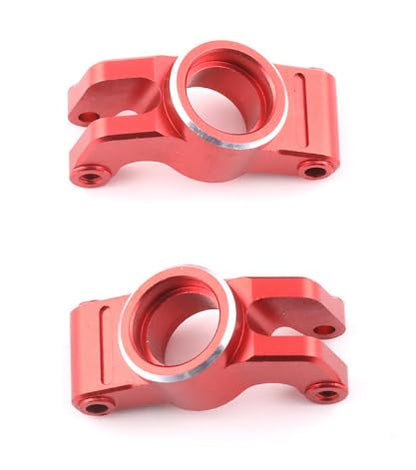 Aluminum Front Steering Block Knuckles & C-Hubs Caster Blocks & Rear Hubs for ARRMA 1/18 Granite Grom,1/14 Typhon GROM,1/16 Gorgon Quake GROM Monster Truck Upgrades Parts 4 PCS/Set (Red)