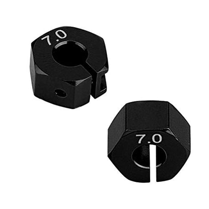 4PCS ShareGoo 12mm 7.0 Wheel Hex Drive Hub Adapter with Pins Screws Compatible with HSP HPI Redcat Tamiya Traxxas RC4WD D90 1/10 RC Car,Black
