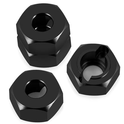 QUE-T Aluminium Wheel Hex Hub Adapter Upgrade for 1/18 HPI Venture HILUX RC Crawler Car (Black) - color: Black