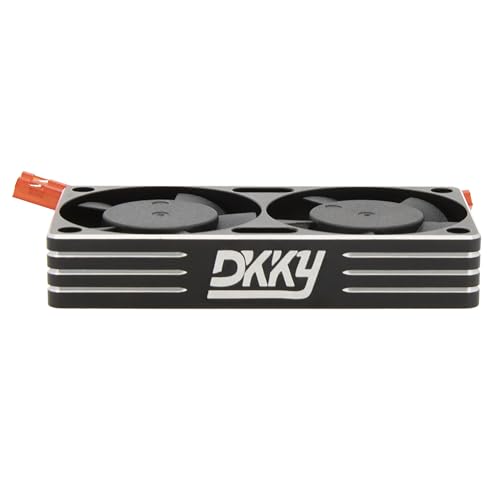 DKKY RC Motor Cooling Fan Heatsink 30mm Dual Fan for ARRMA Axial Traxxas 1/6 1/8 1/10 RC Crawler Car 3650 550 3660 4274 4068 4268 Motor (Black) - color: Black