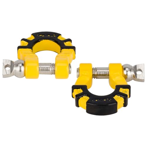4Pcs Metal Tow Shackle Trailer Buckle for SCX10 TRX4 1/10 RC Crawler | Durable metal shackles, compatible with CC01 D90 D110 TF2. Perfect for tow hook upgrade,off-road crawler accessories.4-pack. - color: Yellow