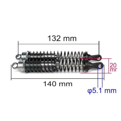 RC Car Shock Absorber Compatible With Hsp For Hpi For Losi For Axial 1/8 Rc Car For Buggy Truck Parts Oil Adjustable 140mm Aluminum Shock Absorber Damper(Black) - size: Black