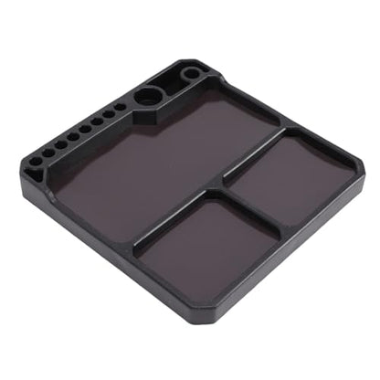 Silicone Tool Tray, Non Slip Parts Organizer with Magnetic Screw Holder, Divided Compartments for 1 10 RC Crawler Car Repair, Model Builders and Electronics Work