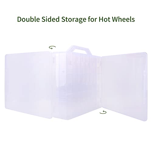 Double Sided Toy Car & Doll Storage Case - 48 Compartments, Portable Transparent Case - color: Transparent-48