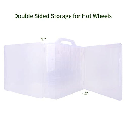 Double Sided Toy Car & Doll Storage Case - 48 Compartments, Portable Transparent Case - color: Transparent-48