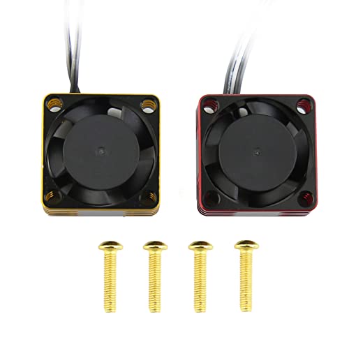 Lifehead 28000RPM Motor and ESC Cooling Fan Cooler RC Aluminum Cooling Fan for RC car 1/8 1/10 1/12 Scale 540 550 and Other Brushed/brushless Motors (red + Gold) 25 * 25mm - color: Red (25*25*10mm)