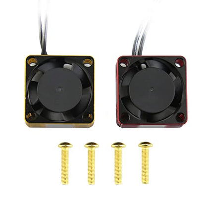 Lifehead 28000RPM Motor and ESC Cooling Fan Cooler RC Aluminum Cooling Fan for RC car 1/8 1/10 1/12 Scale 540 550 and Other Brushed/brushless Motors (red + Gold) 25 * 25mm - color: Red (25*25*10mm)