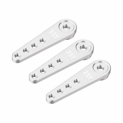 MECCANIXITY 3 Pcs Aluminum Servo Horn Long 23T 23 Teeth Steering Arm 37mm Length Silver Suitable for DIY RC Car/Boat/Airplanes Boat Model Accessories