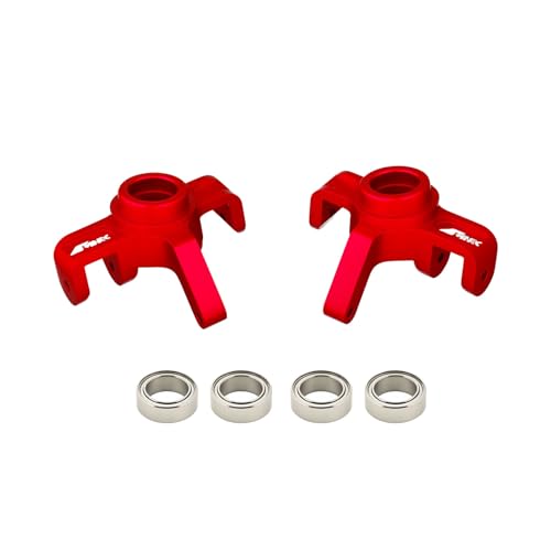 Steering Knuckles Caster Blocks & Ball Bearing Front Hub Carrier Kit for 1/16 H16BM H16PL H16GT H16DR 16207 16208 16209 16210 Series Upgrades Part Red - color: Red