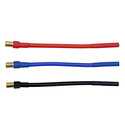 3pcs/Set 6.5MM Bullet Male to 4.0mm Female 12AWG 10CM ESC Extension Cable for RC Car Boat Brushless Motor ESC - style: 6.5mm male to 4.0mm female