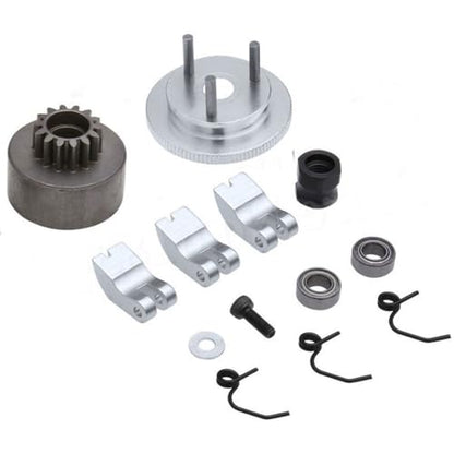 1/8 RC Car 14T Clutch Bell Flywheel Assembly Kit Shoes Bearings Gear Engine Nut Springs Cone for 1:8 RC Buggy Truck Car KYOSHO HPI HSP Axial Himoto 21-28cxp Nitro Engine Parts (Silver) - color: Silver