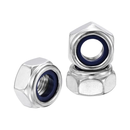 10Pcs Nylon Locking Hex Nuts - [M10-1.25], 304 Stainless Steel Hardware Nuts, Silver, for Automotive, Aerospace, Industrial Applications Use - color: Silver, size: M10x1.25mm