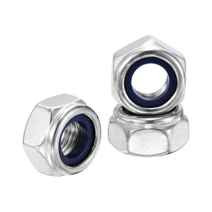 10Pcs Nylon Locking Hex Nuts - [M10-1.25], 304 Stainless Steel Hardware Nuts, Silver, for Automotive, Aerospace, Industrial Applications Use - color: Silver, size: M10x1.25mm