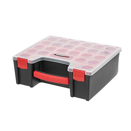 INTERTOOL Hardware Organizer with 7 Deep Removable Bins - Small Parts Storage Tool Box for Nuts, Bolts, Screws, Nails - Portable Handle Transparent Lid with Locks BX08-4032 - style: 7 Removeable Bins, Deep
