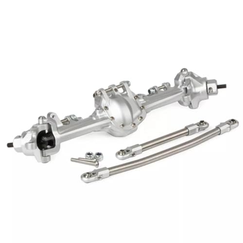 Aluminum Front & Rear Axles CNC Complete Axle Set for 1/10 RC Crawler Car Axial SCX10 II 90046 90047 Upgrade Parts (Silver) - color: Silver