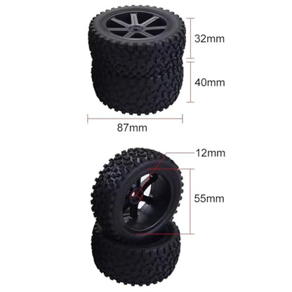 RC Car Parts for Redcat for HPI for Traxxas 1/10 RC Off Road for Buggy Car Black Front Rear Tires Wheels Set 12mm Hex Hubs Foam Inserts