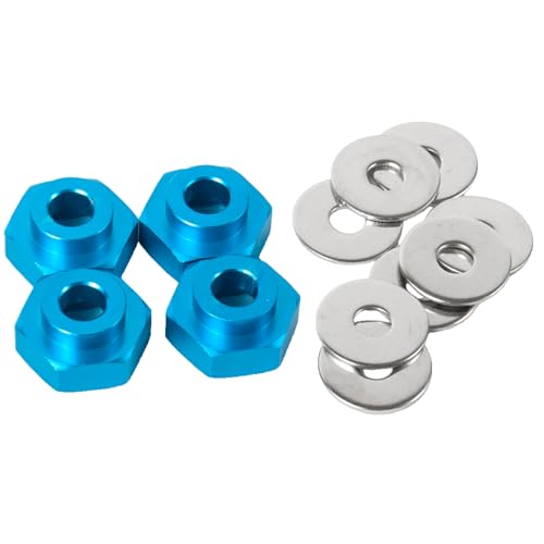 4PCS Aluminum Alloy 12mm Turn to 17mm Wheel Rim Hex Adapter Drive Hub Converter Extension Compatible with Tamiya Axial Traxxa HPI Himoto HSP Losi Kyosho 1/10 RC On-Road Car Tires (Blue) - color: Blue