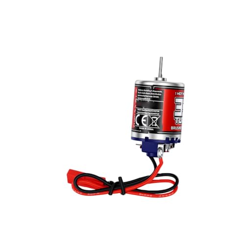 Drfeify RC Brushed Motor, 370 35T, Stainless Steel, 2.0mm D Shaft | JST Female Connector, Low Noise Vibration Precision, Heat Proof Pure Copper Windings, for RC Model Car