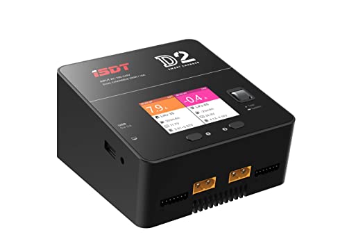 ISDT D2 MK2 lipo Battery Charger, AC 2x200W Dual Output Mode,Hobby Smart Lipo Charger Discharger for 1-6S Li-ion Life NiCd NiMH LiHV