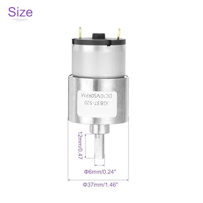DMiotech Micro DC 12V 50RPM Geared Motor with Bracket Gear Reduction Motors 37mm Diameter Gearbox Micro Speed Reduction for RC Car, Robot Model, DIY Toys - style: 50RPM