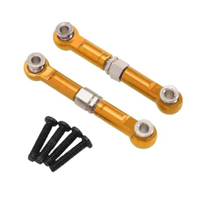2X 1/14 RC Steering Linkage Aluminum Alloy Adjustable Tie Rods for 14211 Model RC Hobby Car Parts- Gold - color: Gold