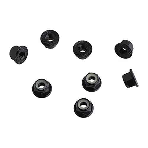 8PCS Flange M4 Lock Nuts Serrated Nylon Self-Tightening Aluminum M4 Wheel Hardware for Axial HPI TLR ECX Model RC Car Vehicles Upgraded Replacement Parts (Black) - color: Black
