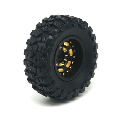 Brass 0.7" Wheel and Brass/Offset and 0.7‘’ Wheel Tire with Foam for SCX30 Cars Upgrade Parts 4pcs/Set (Wheel Offset and Tire Set) - color: Wheel Offset and Tire Set