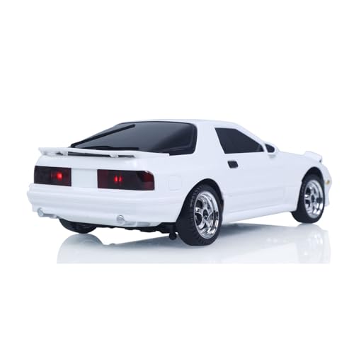US in Stock, 1/18 Rx7 RC Racing Car RWD Gyroscope Wireless Control Drift Vehicles Light System Motor Servo ESC(White) - color: White