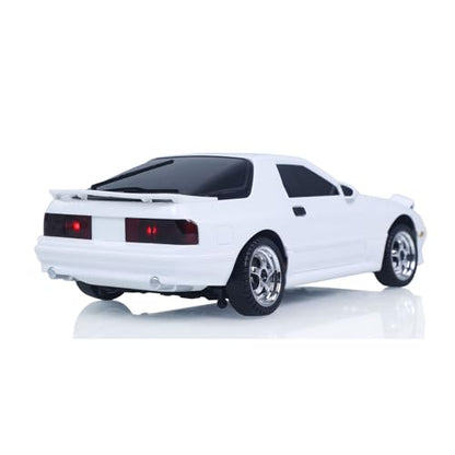 US in Stock, 1/18 Rx7 RC Racing Car RWD Gyroscope Wireless Control Drift Vehicles Light System Motor Servo ESC(White) - color: White