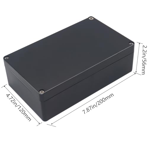 Project Box IP65 Waterproof Junction Box ABS Plastic Electrical Boxes DIY Electronic Project Case Power Enclosure 7.87x4.72x2.2 inch (200 x 120 x56 mm) - color: Black, size: 7.87"x4.72"x2.2"