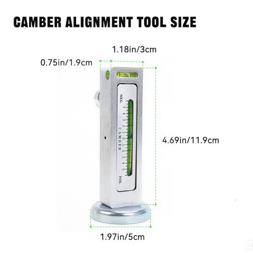 BARTOO Magnetic Camber Caster Pillar Gauge Aluminum Wheel Alignment Tool | Aluminum Alloy, 2-Pack, Magnetic Mount, Adjustable -5° to +5°, Fits Cars Trucks RVs Tire Repair, Silver - size: 2 Pack - Silver
