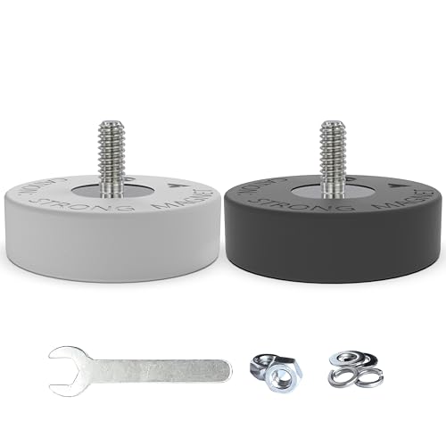 Magnetpro Rubber Coated Mounting Magnets Over 80LB Force | Magnetic Base Anti-Scratch Anti Corrosion Heavy Duty, Size 2" *0.6" with 1/4"-20 Male Thread and Nuts - size: 80LB - 1/4"-20 Male 2P