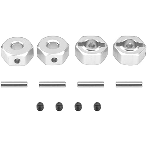 Metal 12mm Wheel Hex Hub Drive Adapters with Pins Screws Compatible with 1/10 Arrma Senton Granite Typhon Vorteks 3S Big Rock RC Car (Silver) - color: Silver