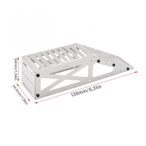 RC Crawler Ramp Obstacle for 1/18 1/24 RC Cars, Stainless Steel Rock Crawler Climbing Ramp Track Accessory with Hex Wrench (Silver) - color: Silver