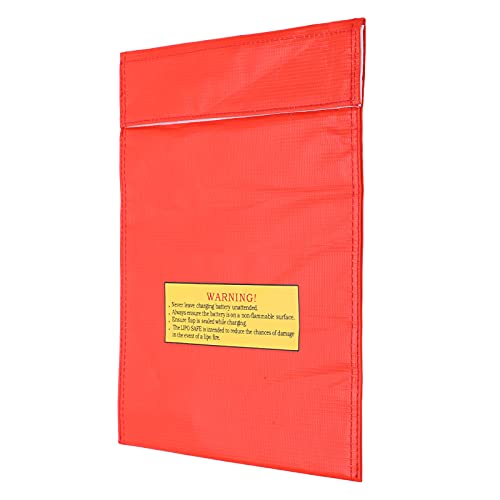Lipo Battery Explosion Proof Bag, Fireproof Lithium Battery Safe Guard Bag, High Temperature Resistance for Charging & Storage (Red) - size: Red