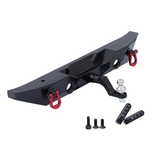 RC Car Parts for MN128 Metal Front Rear Bumper with Tow Hitch Shackles Winch Hole 1/12 RC Crawler Upgrade Parts Replacement Car Accessories(Black,Rear) - color: Black, size: Rear