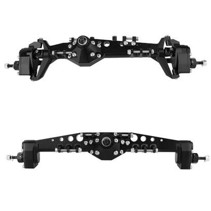 Full CNC Machined F9 Offset Portal Front Rear Axle with Adjustable Link Mount for 1/10 RC Crawler Capra Gmade R1 Rock Buggy LCG Cheater Rigs 1.9 UTB Shafty (Black) - color: Black