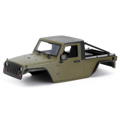1/10 RC Pickup Body Shell Kit Unassembled - 313mm Wheelbase Wrangler Pickup Body,for RC Crawler Axial SCX10 SCX10 II 90046 DIY (Army Green) - color: Army Green